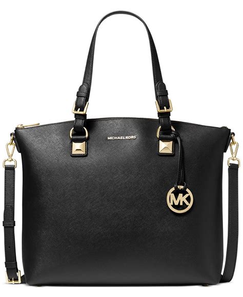 michael michael kors karla large multi-function tote black|Michael Kors Karla Large Multifunction Leather Tote .